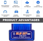 Автодиагностичен скенер ELM327 MINI OBD2 с Bluetooth за автомобили 1992–2021 г.