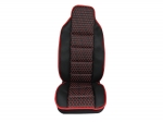 Универсален калъф за седалка на камион - релефен - еко кожа и текстил - Volvo, DAF, Man, Scania, Mercedes, Iveco - черно с червен кант и конец