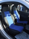 1+1 Калъфи за предни седалки, тапицерия за автомобил Smart Fortwo Смарт Форту, текстил синьо-черно