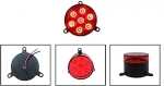1 брой LED ЛЕД червен кръгъл диоден габарит маркер токос 5 диода 12 - 24V за камион бус ван каравана платформа кемпер и др. 50 х 38 мм