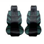 1 + 1 Универсални калъфи, тапицерия за предни седалки, Масажор, високо качествен текстилен материал, Зелено-Черно