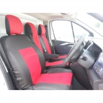 Калъфи тапицерия за предни седалки за Opel Vivaro 2014+ / Renault Traffic, Червени