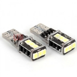 Комплект от 2 броя LED Лед Диодни Крушки За Габарит Т10 W5W 9 SMD 12V-24V Бяла Светлина Canbus - Error free  Без грешки в блистер